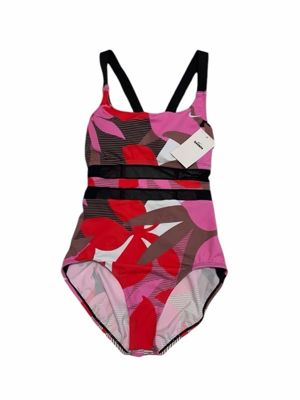 Nike Swim  Active Mesh V- Back One Piece Pink Jungle Floral XL‎ NESSF365-638